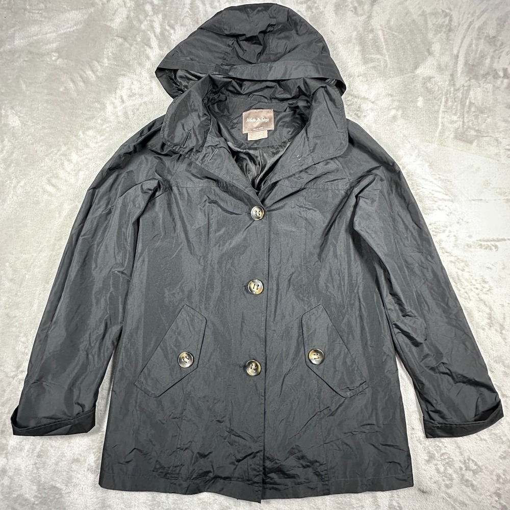 White Stag Rain Jacket Womens Size Small Black Fully Lined Removable Hood